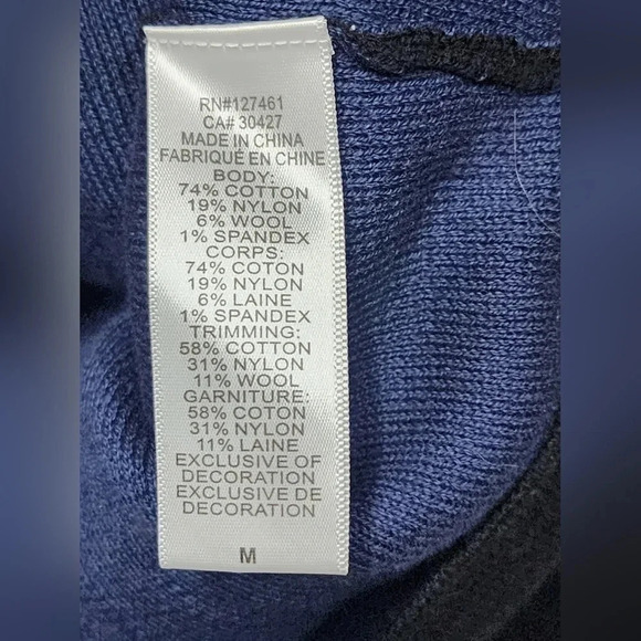 WILDFOX Navy Grommet Embellished Cropped Star Studded Sweater - Size Medium - Picture 3 of 8